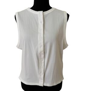 Women White Lightweight Ribbed Button Front Sleeveless Top Size XXL NWOT